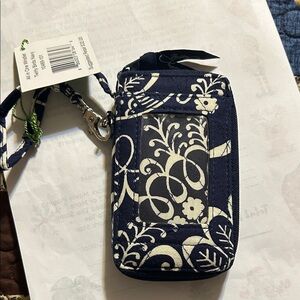 Vera Bradley Floral Navy and Cream Wristlet